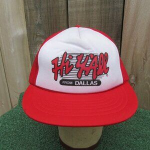 Vintage Hi Y'all From Dallas Texas Red Snapback Baseball Hat Trucker Cap
